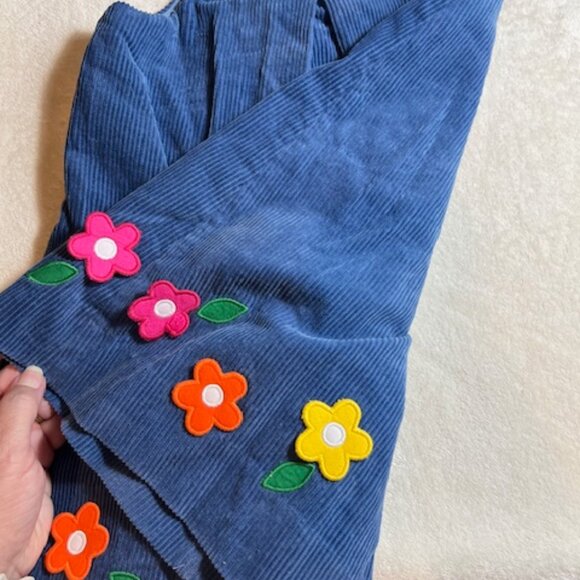 Florence Eiseman Pleated Cord Jumper with Applique Flowers sz 5 - Picture 2 of 3